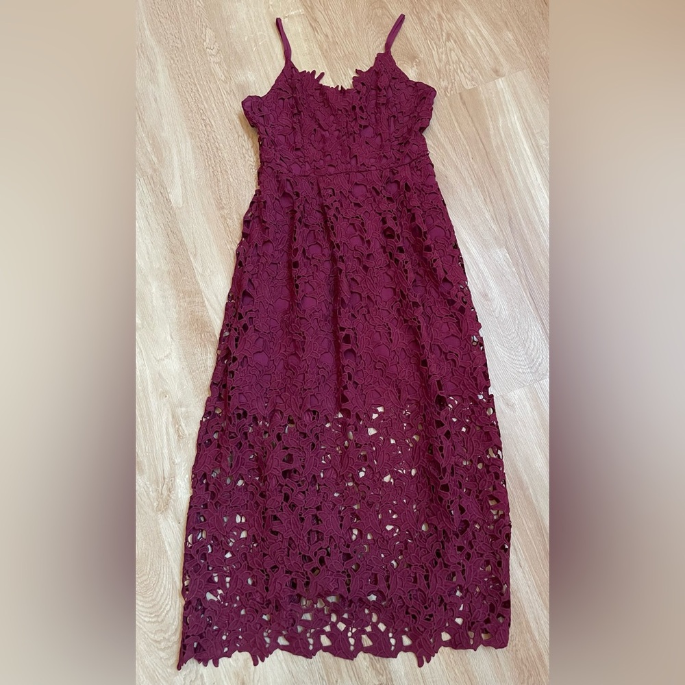 New NWT Endless Rose burgundy red lace midi dress XS spaghetti straps $100 - Picture 8 of 14